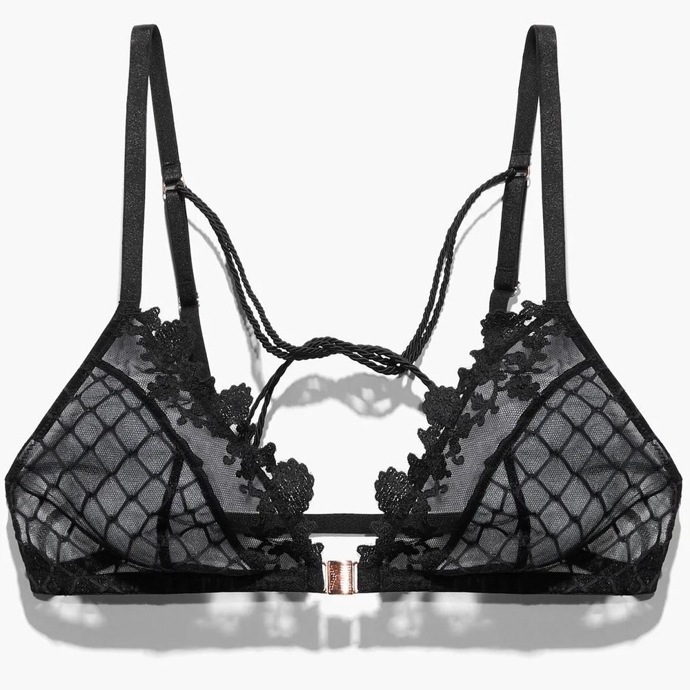 Savage X Fenty Small $45  Black Baroque Bondage Front-Closure Bralette